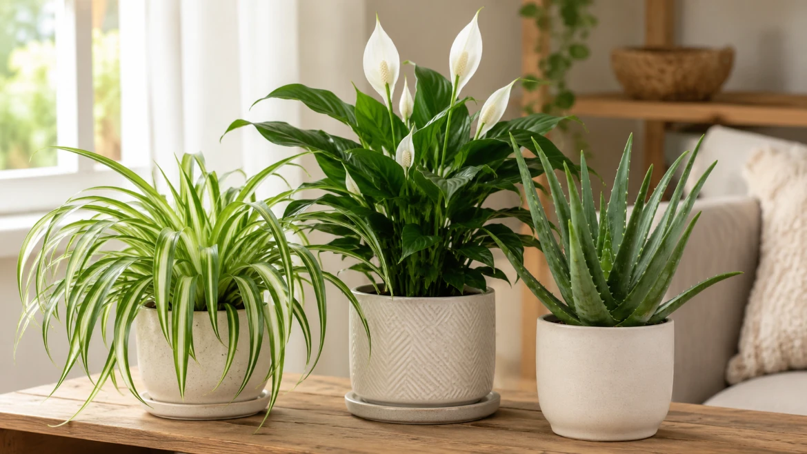 Spider Plant, Peace Lily and Aloe Vera